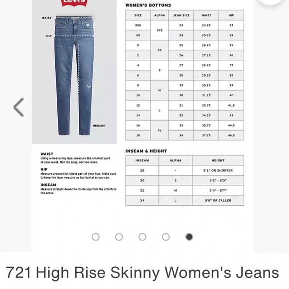 LEVI'S 721 Raw Hem Distressed Skinny Jeans Size 28 - Picture 13 of 14